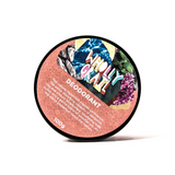 Image of natural deodorant lid on an angle and on white background